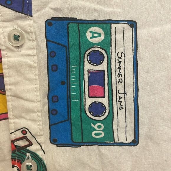 Amongst Others Vintage Inspired Cassette Tape Multicolred Button Down Shirt - Picture 6 of 7